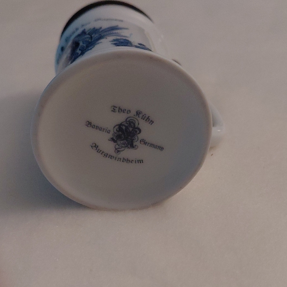 Blue and White Ceramic Beer Stein - Picture 5 of 7